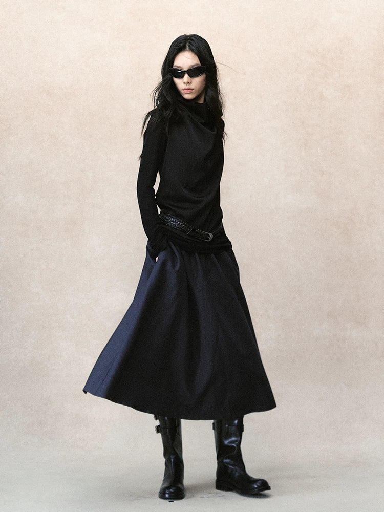 サテンドレープ カウルネックスリーブレストップス styling 13