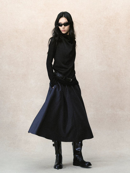 サテンドレープ カウルネックスリーブレストップス styling 13