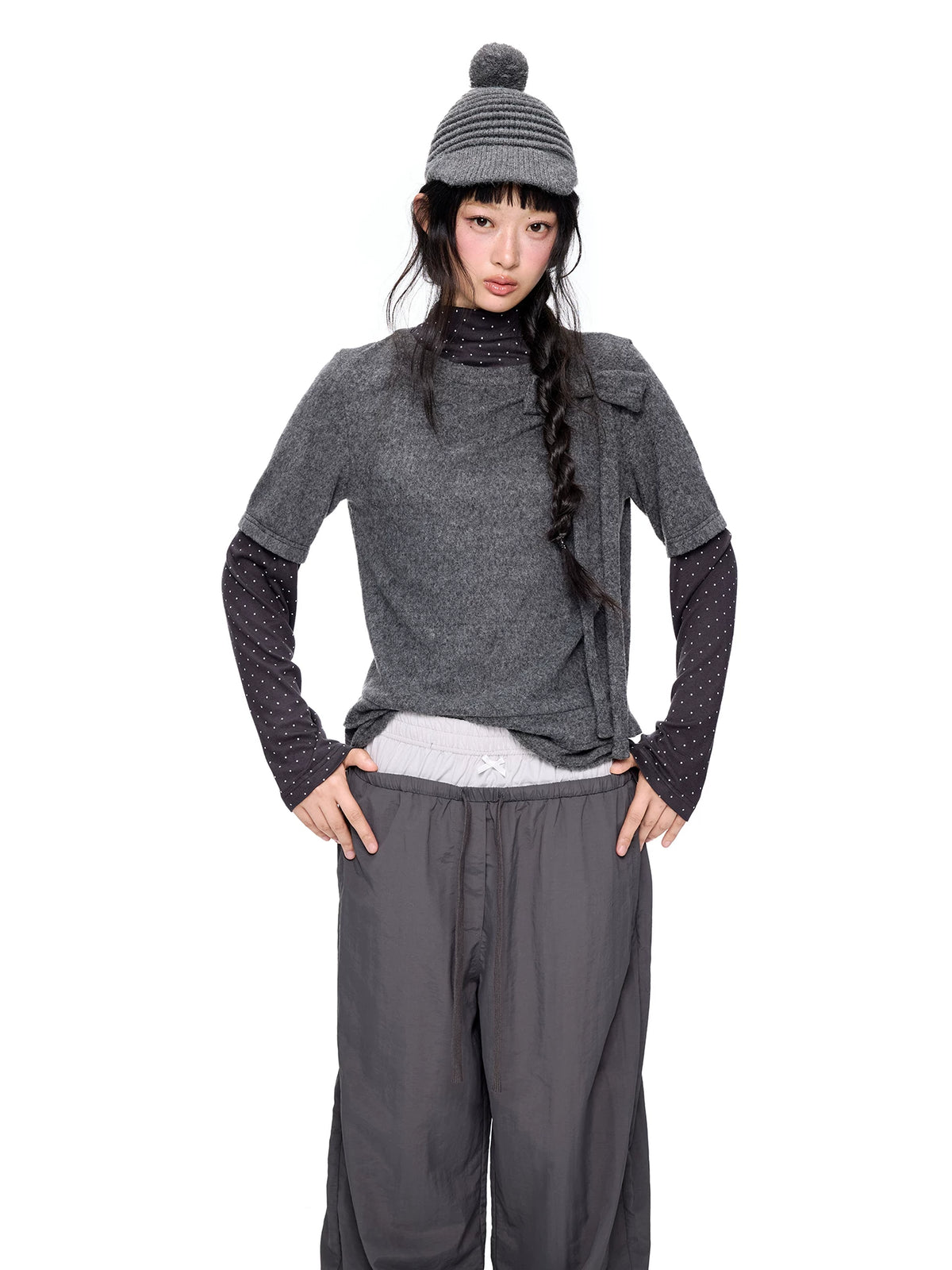 ドットプリント レイヤードロングスリーブTシャツ product image 5