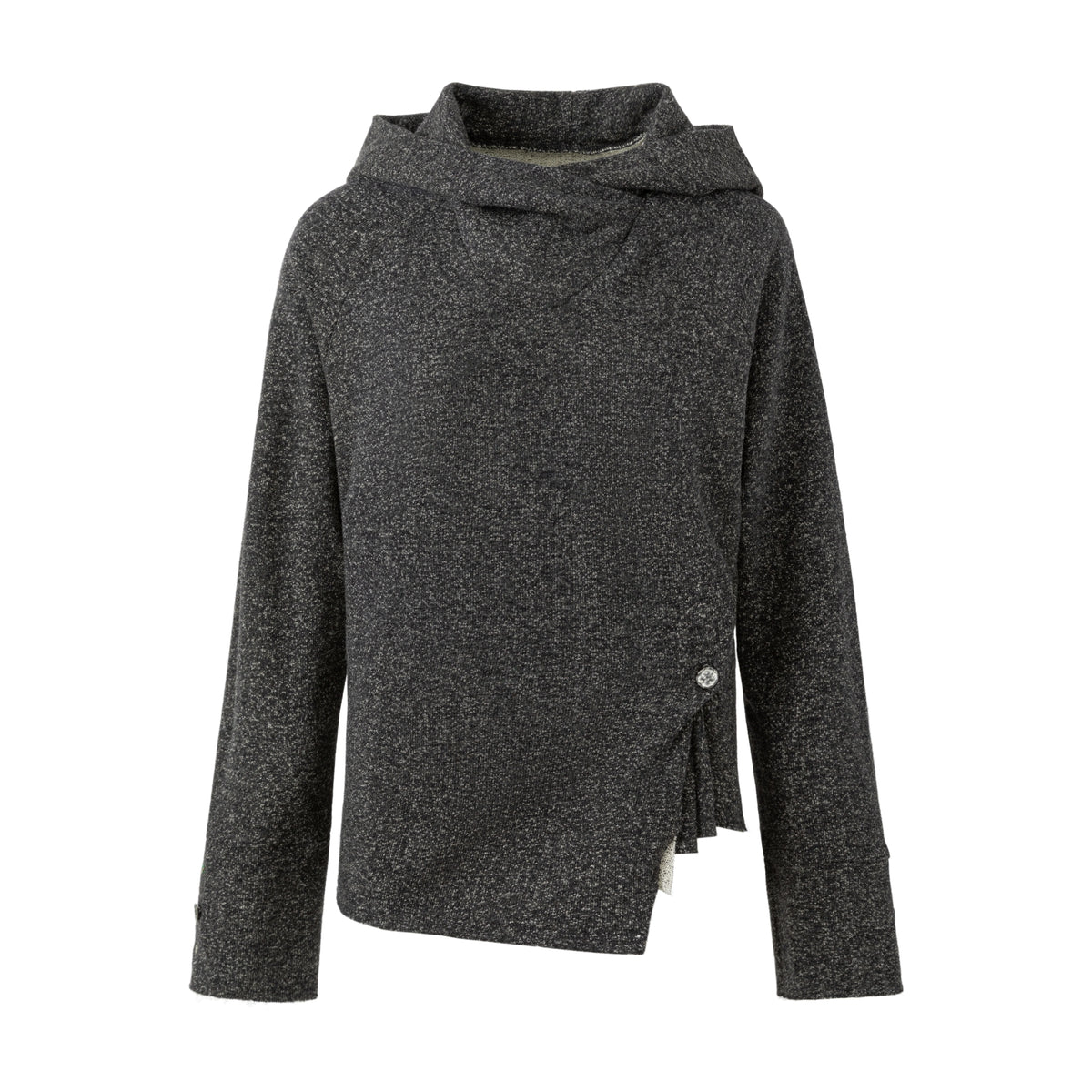 アシンメトリーヘム フーデッドニット GREY front