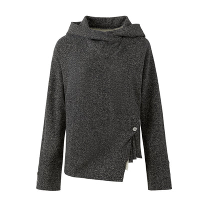 アシンメトリーヘム フーデッドニット GREY front