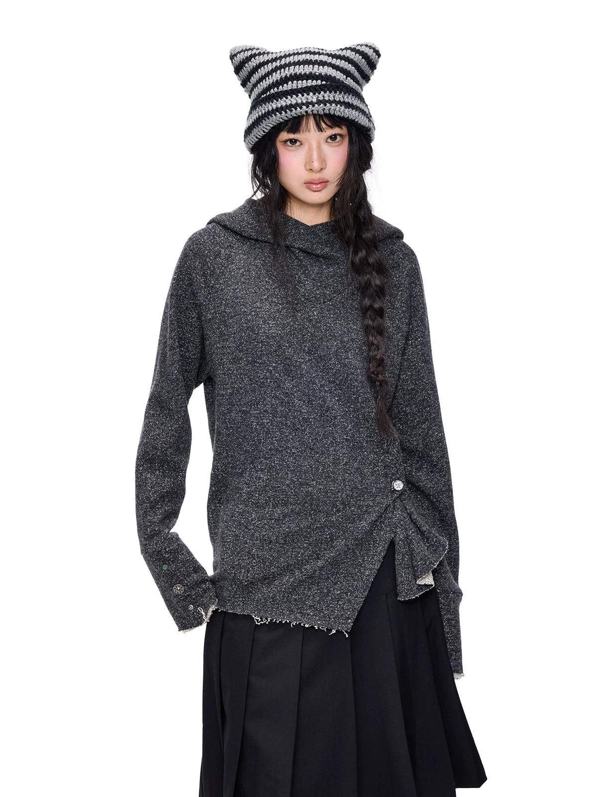 アシンメトリーヘム フーデッドニット product image 2
