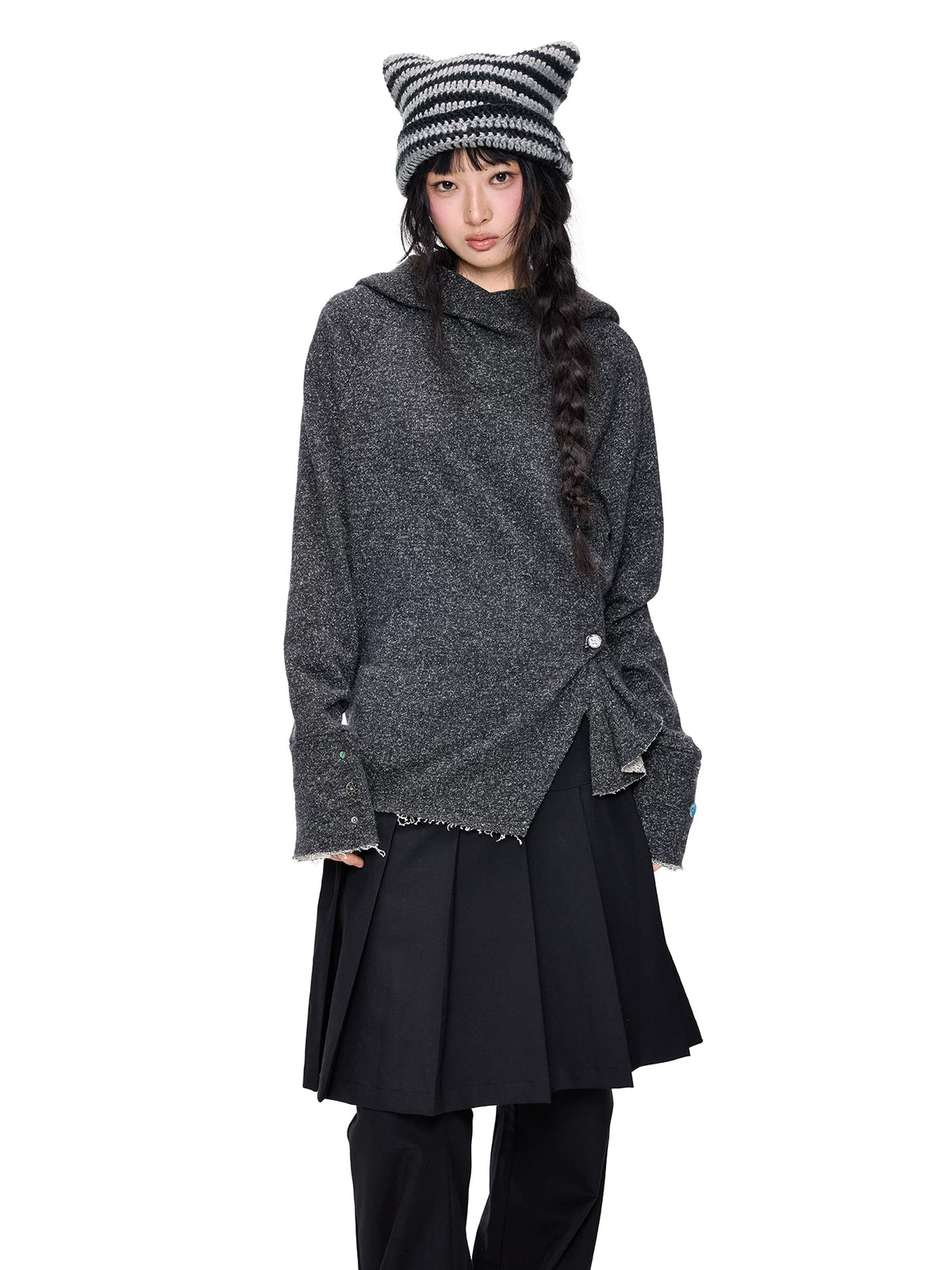 アシンメトリーヘム フーデッドニット product image 4