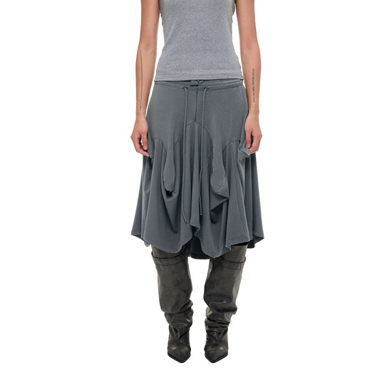 ドローストリング イレギュラーレイヤードスカート HEATHER GREY front