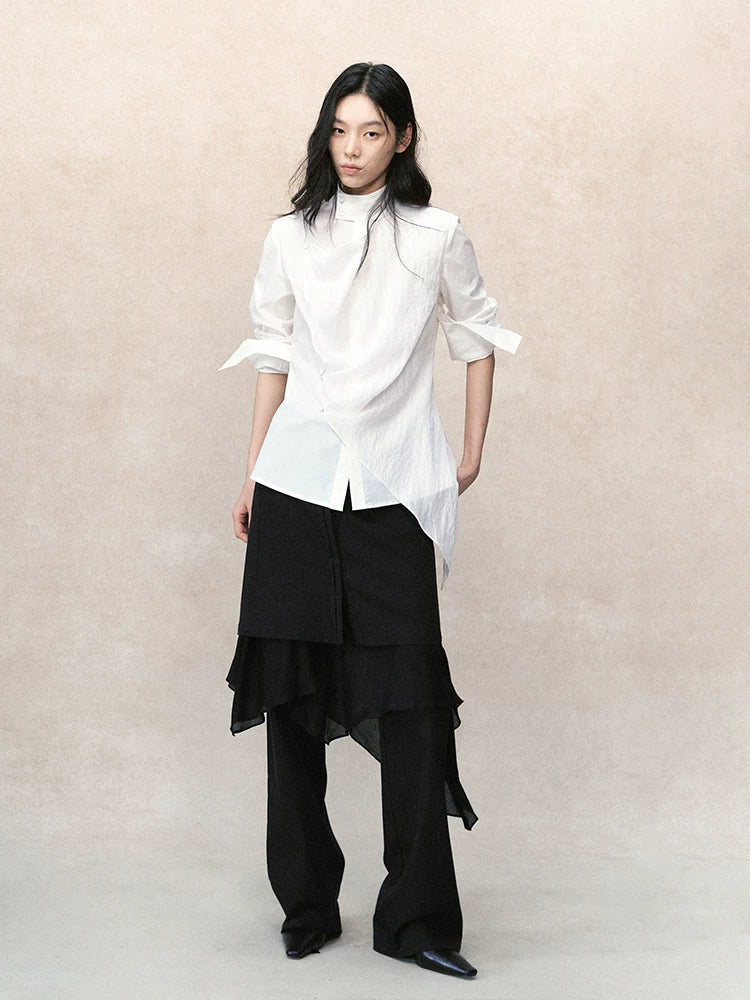 ウェーブレイヤード スタンドカラーシャツ styling 8
