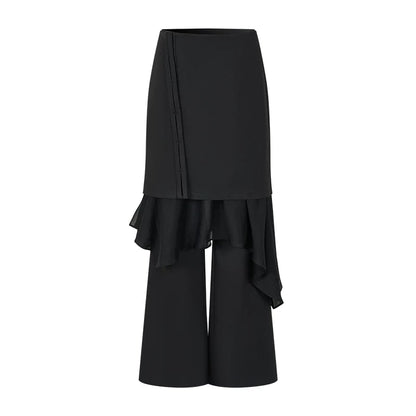 デタッチャブルスカート レイヤードワイドパンツ BLACK front