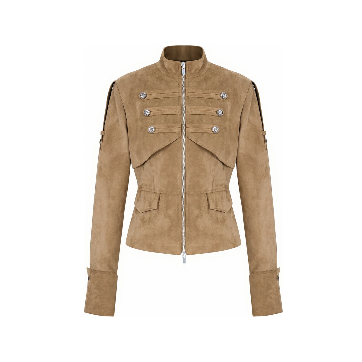 ナポレオン スエードクロップドジャケット KHAKI front