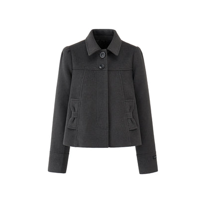 ショートラペル ウールジャケット DARK GREY front