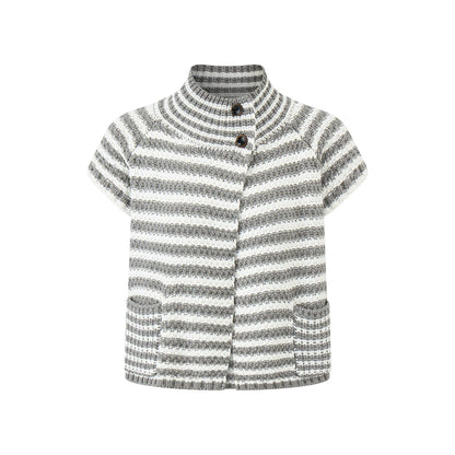 ストライプコントラスト ハーフタートルニット GREY / WHITE STRIPE front