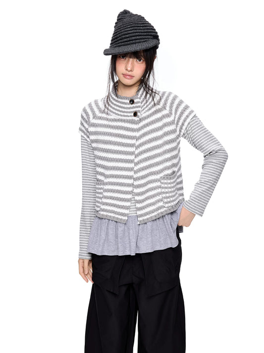 ストライプコントラスト ハーフタートルニット product image 2