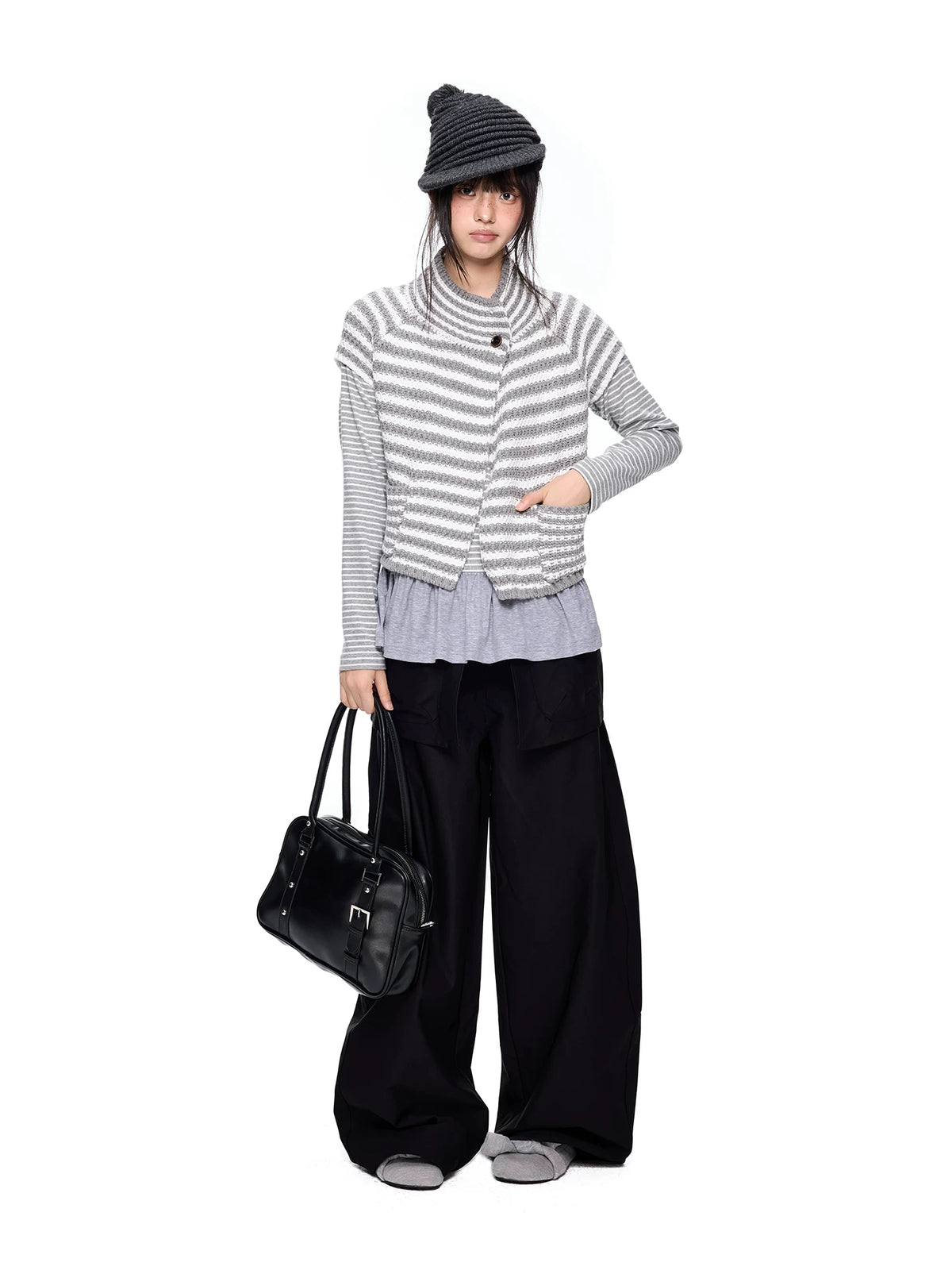 ストライプコントラスト ハーフタートルニット product image 3
