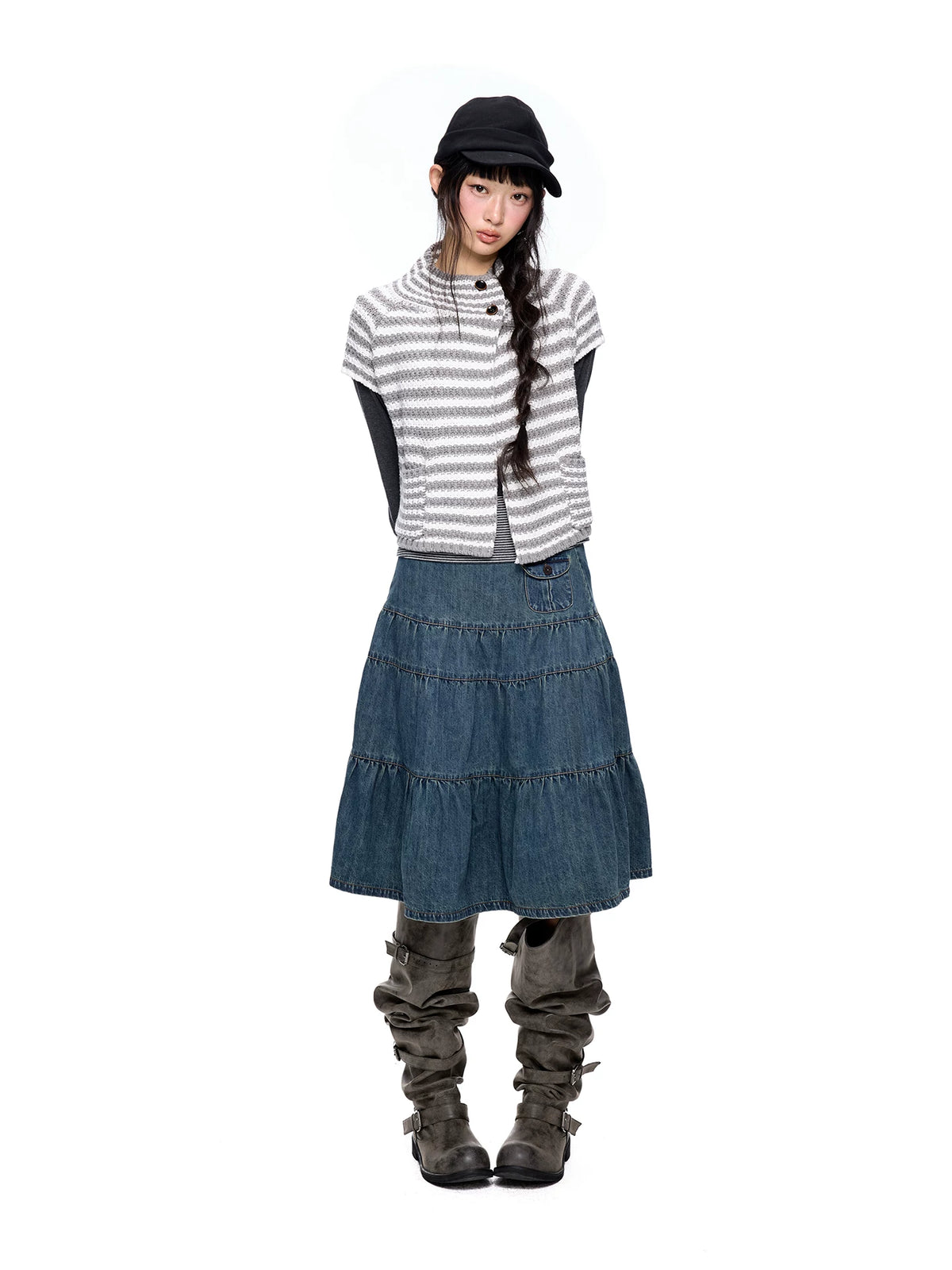 ストライプコントラスト ハーフタートルニット product image 5