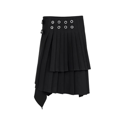 アイレットベルト イレギュラープリーツスカート BLACK front