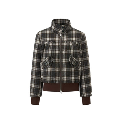 チェックポケット スタンドカラージャケット BROWN CHECK front