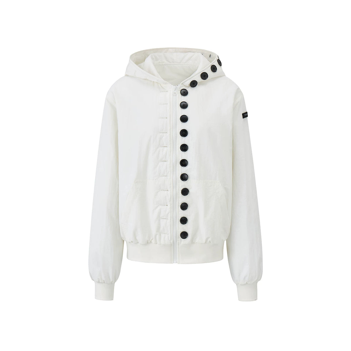 マルチボタン フーデッドパデッドジャケット WHITE front