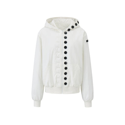マルチボタン フーデッドパデッドジャケット WHITE front