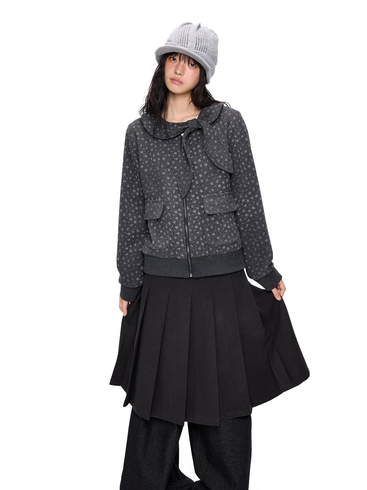 フラワープリント リボンショートウールジャケット product image 3