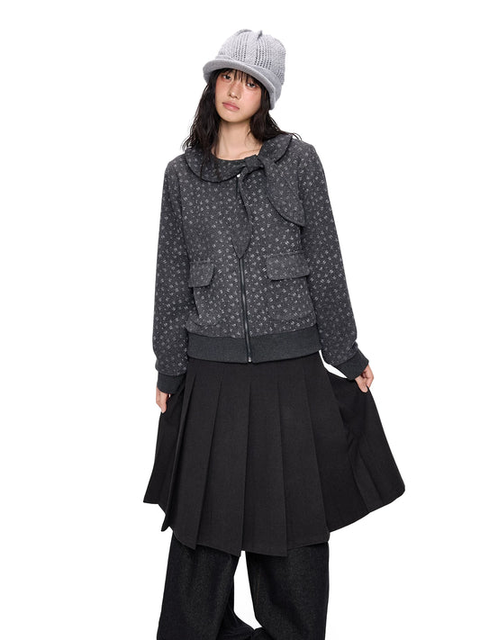 フラワープリント リボンショートウールジャケット product image 3