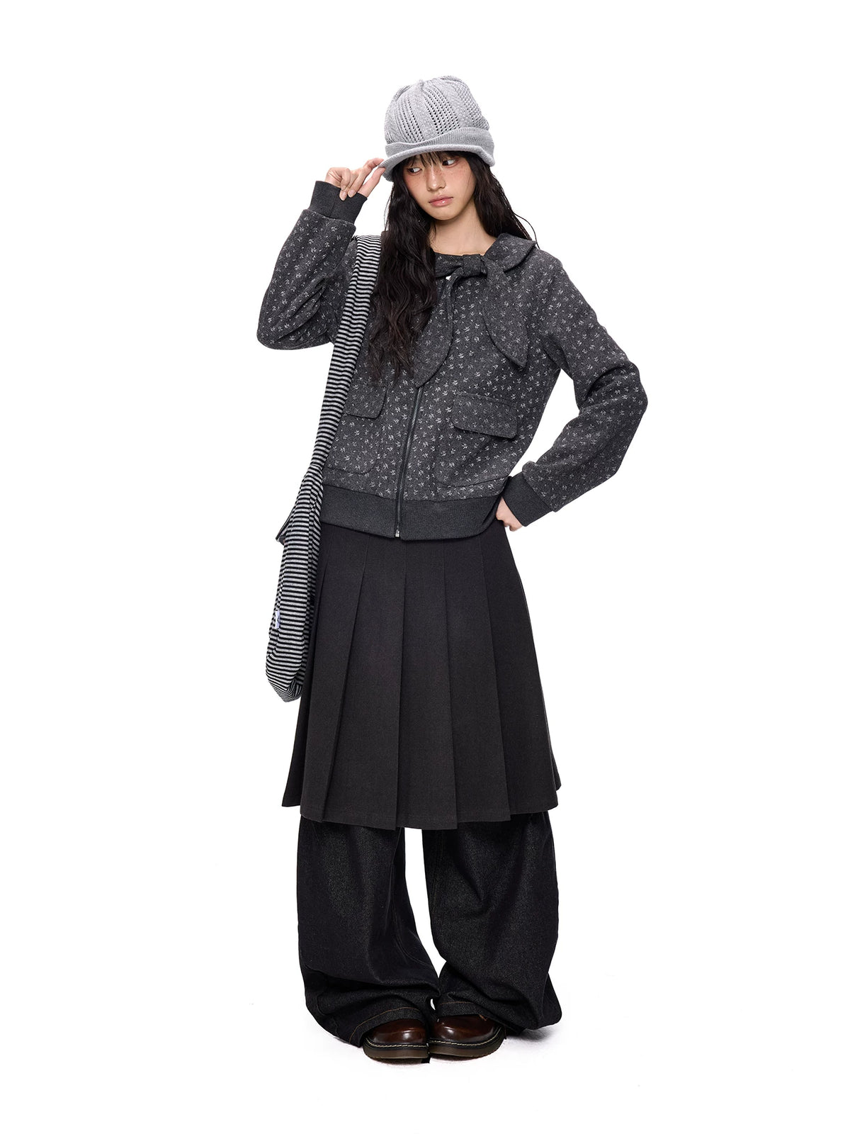 フラワープリント リボンショートウールジャケット product image 5