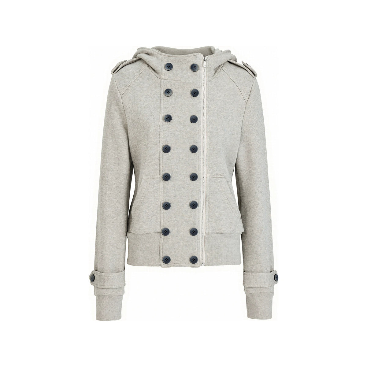 マルチボタン フーデッドクロップドジャケット OATMEAL GREY front