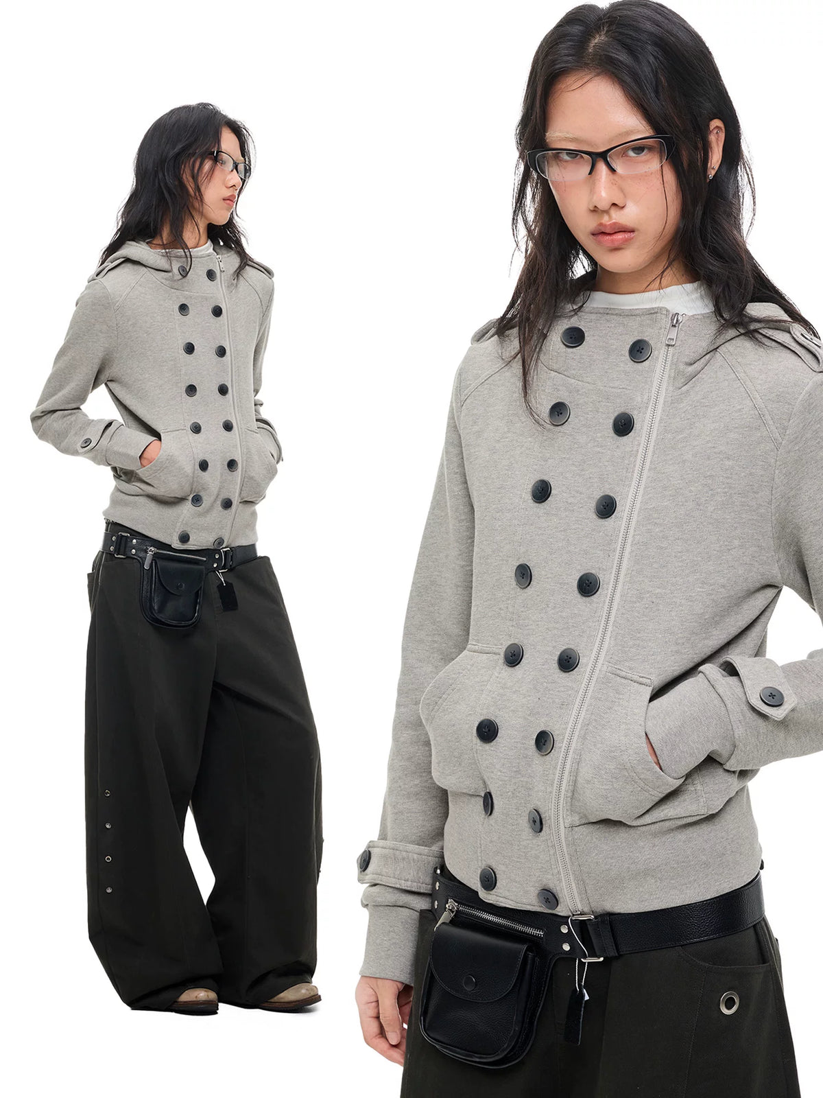 マルチボタン フーデッドクロップドジャケット product image 3