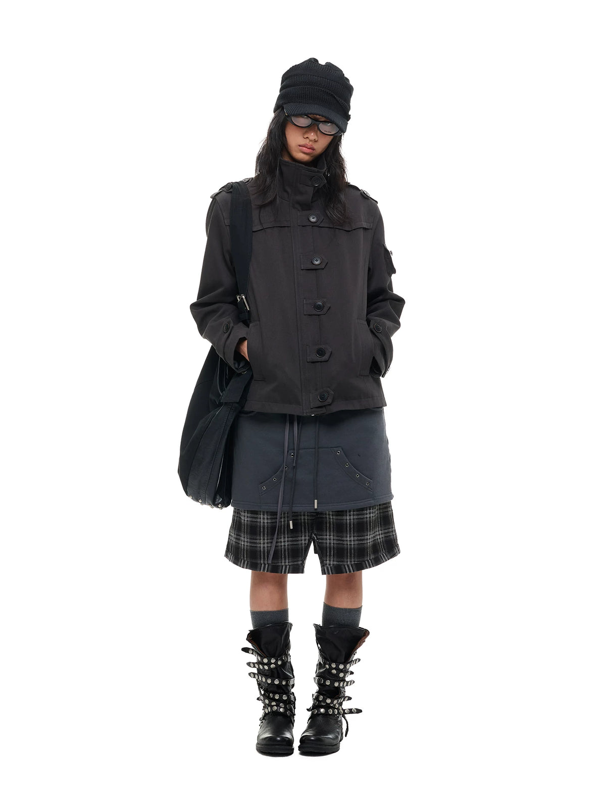 チェックレイヤード ドローストリングスカート product image 4