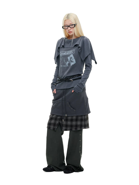 チェックレイヤード ドローストリングスカート product image 5
