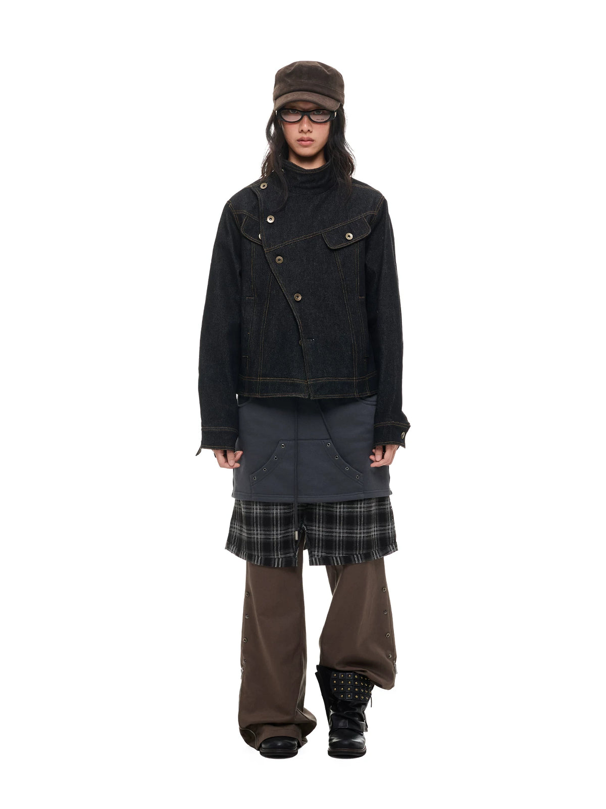 チェックレイヤード ドローストリングスカート product image 6