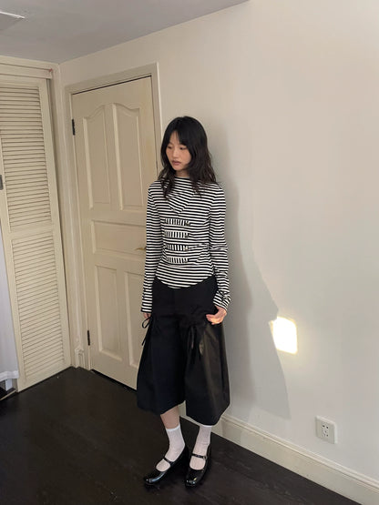 メタルバックル ストライプニットフーディー styling 13