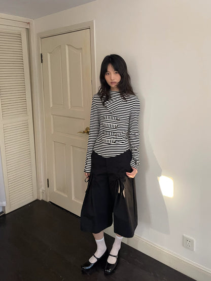 メタルバックル ストライプニットフーディー styling 14