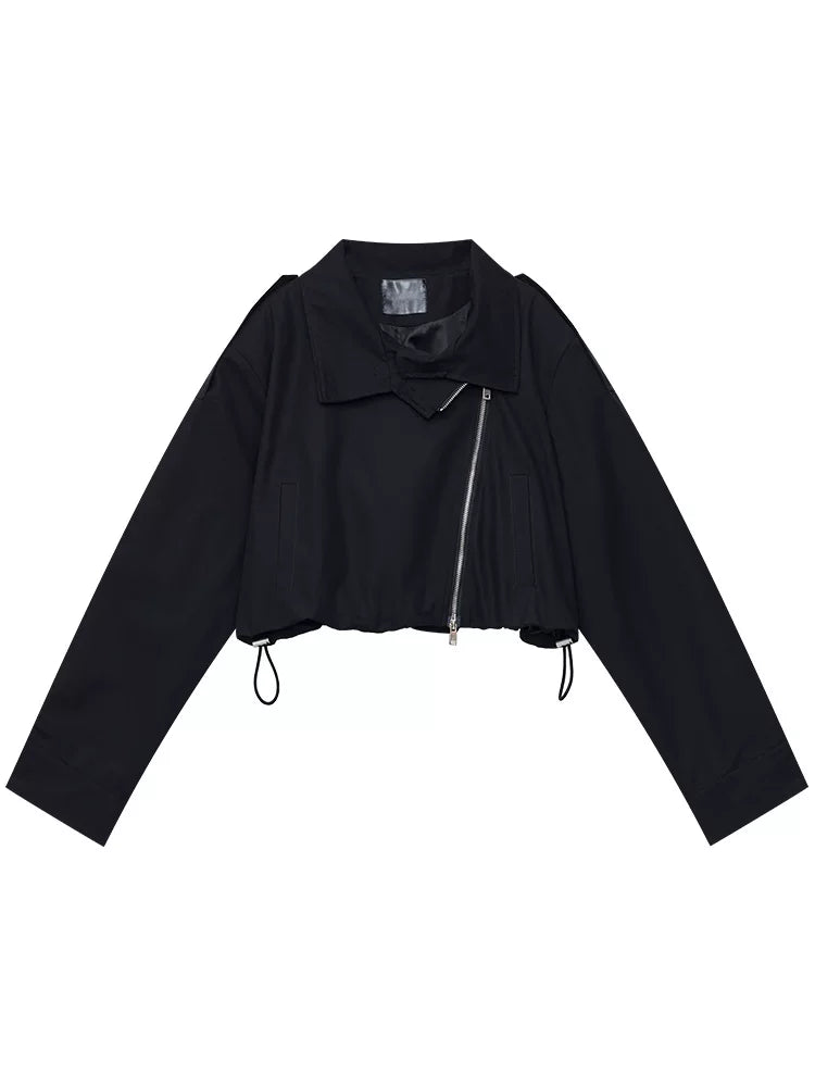 アシンメトリージップ クロップドワークジャケット GREEN・BLACK・IVORY 1