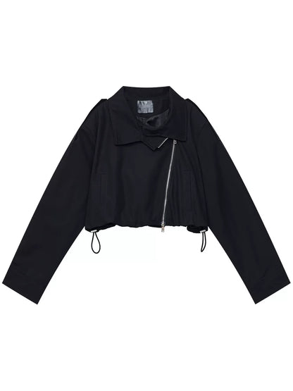アシンメトリージップ クロップドワークジャケット GREEN・BLACK・IVORY 1
