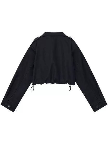 アシンメトリージップ クロップドワークジャケット GREEN・BLACK・IVORY 2