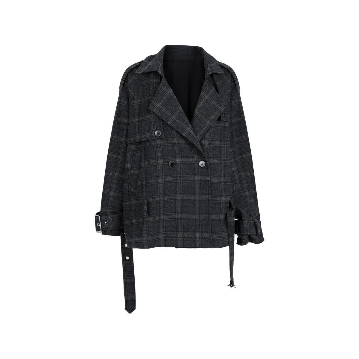 チェック オーバーサイズモーターサイクルジャケット DARK GREY CHECK front