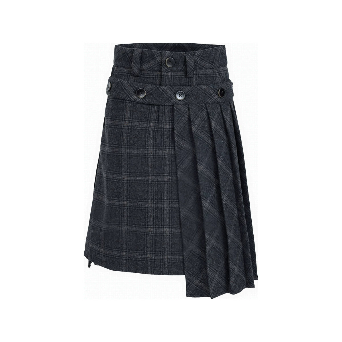 チェック プリーツレイヤードミディスカート DARK GREY CHECK front