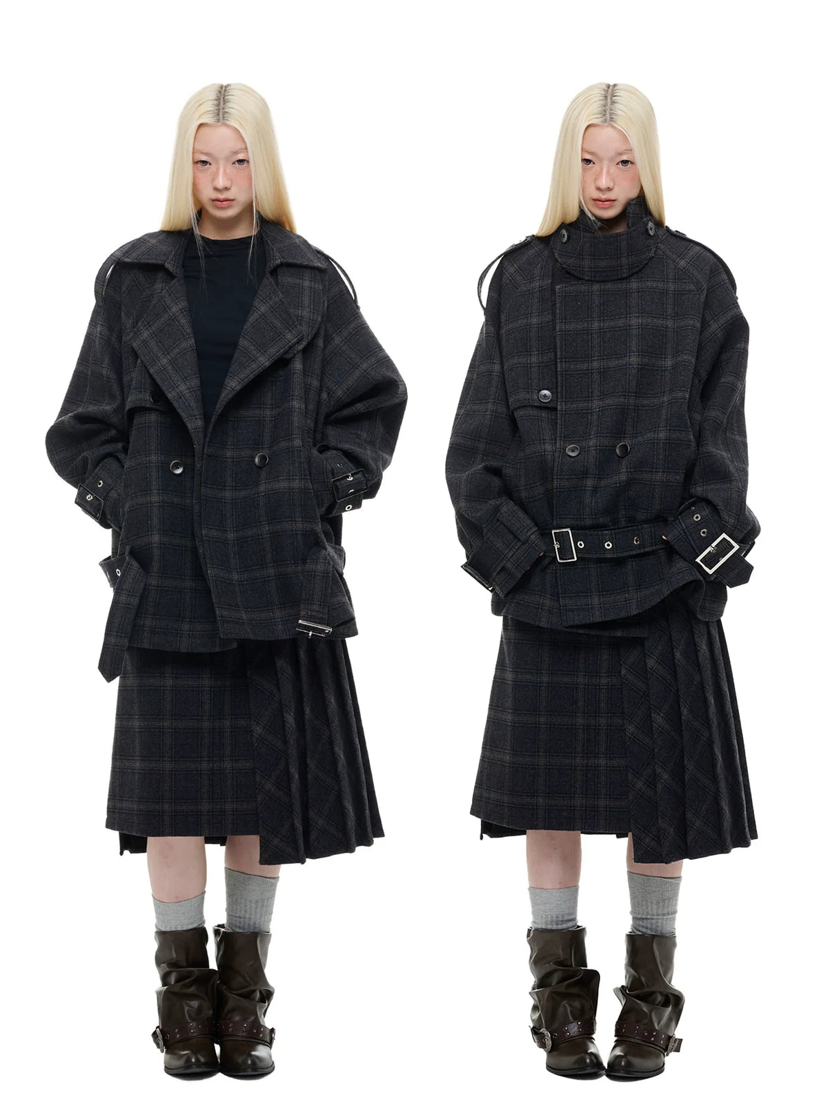 チェック プリーツレイヤードミディスカート product image 3