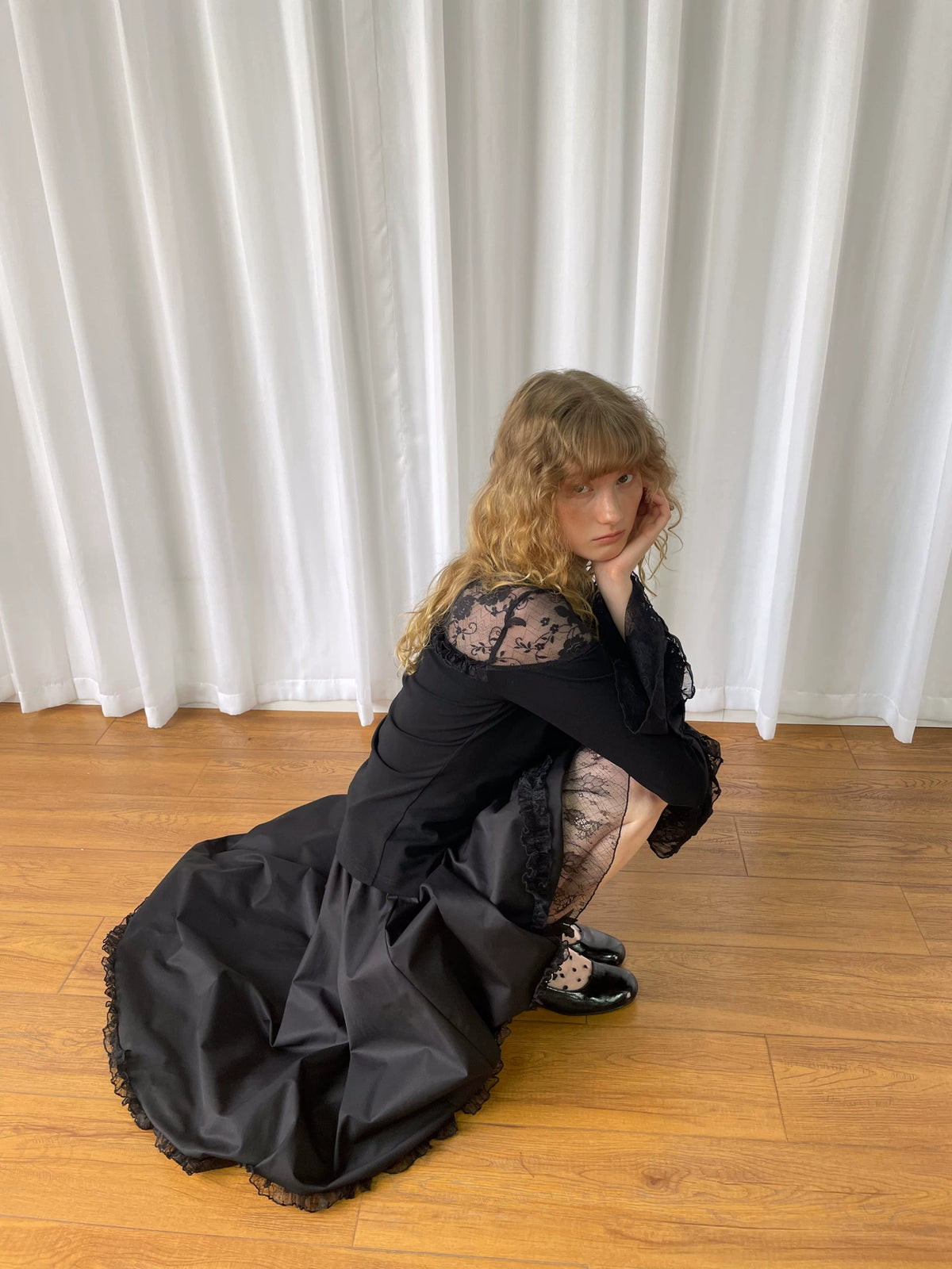 レースレイヤード アシンメトリースカート styling 12