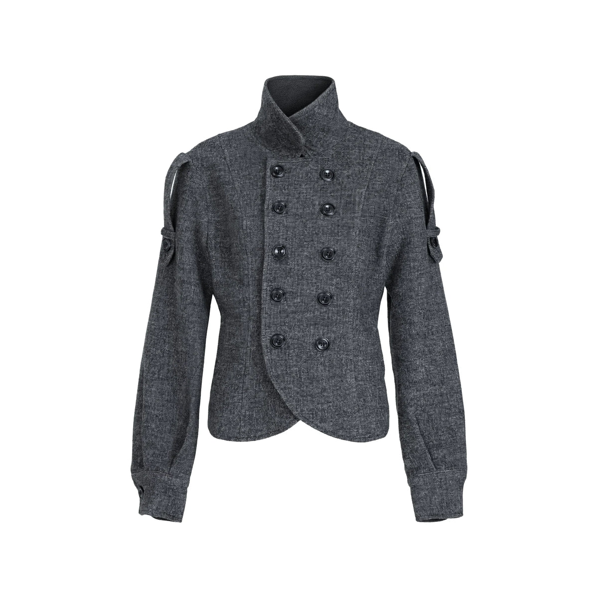 ダブルブレスト デコンストラクトショートコート DARK GREY front