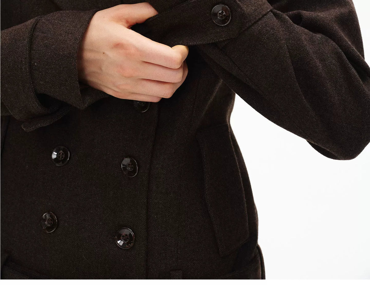 デタッチャブルファーカラー ウールジャケット DARK BROWN detail 9
