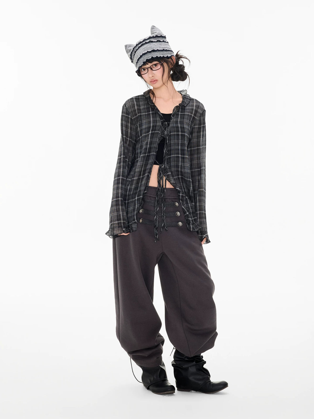 チェックレース ロングスリーブブラウス product image 6