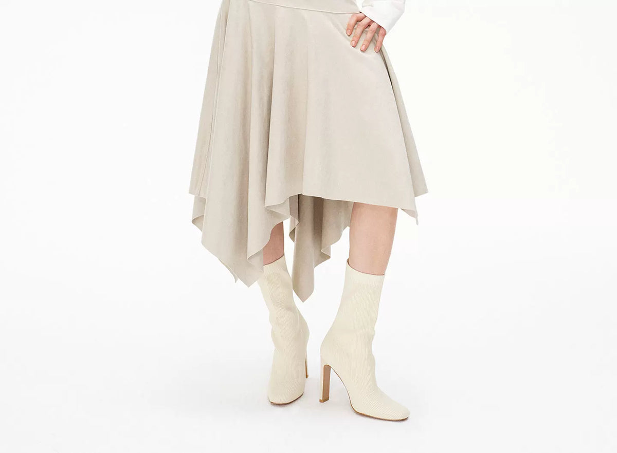 カウハイドフリース イレギュラーヘムスカート CAMEL detail 4