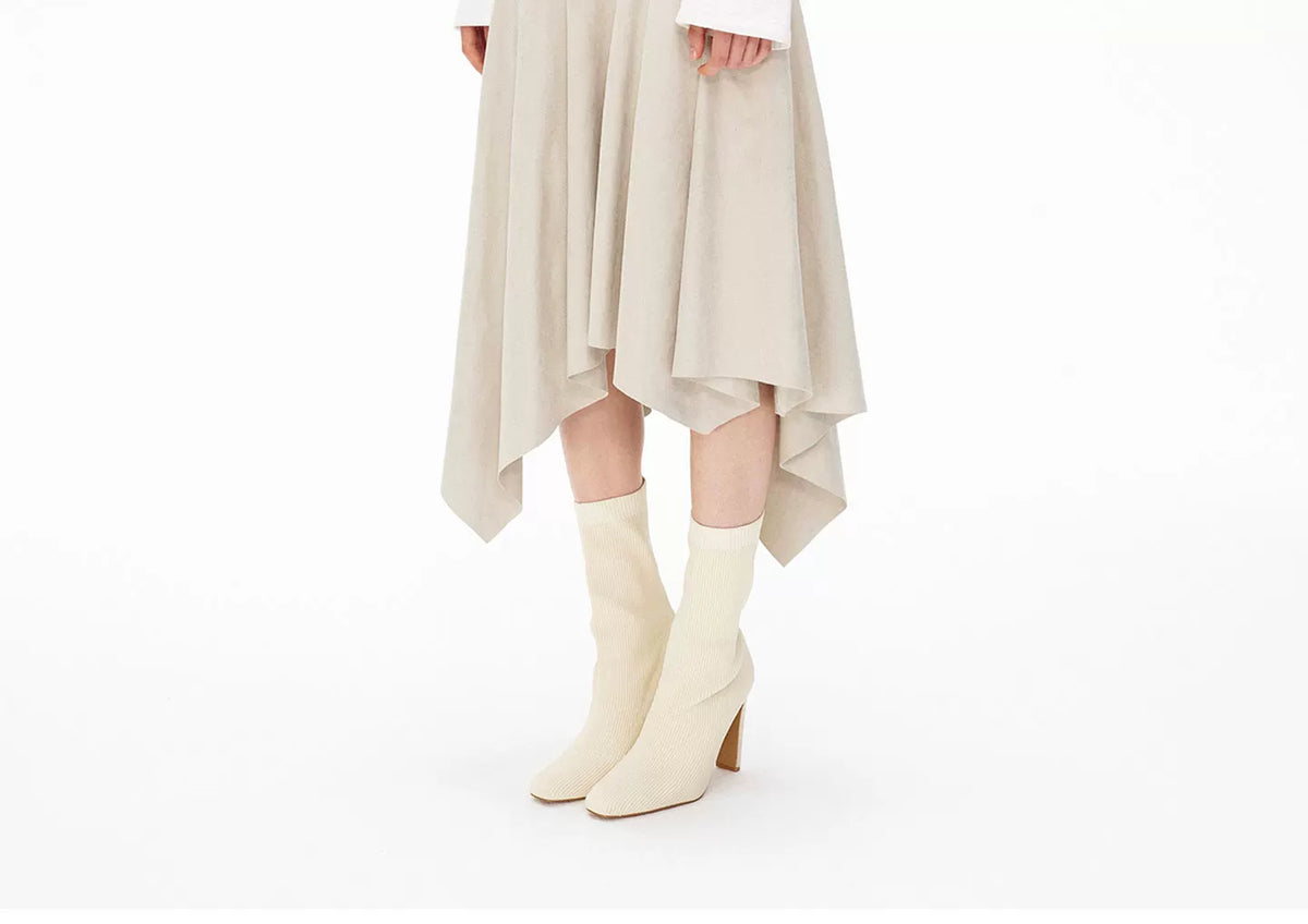 カウハイドフリース イレギュラーヘムスカート CAMEL detail 5