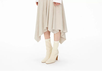 カウハイドフリース イレギュラーヘムスカート CAMEL detail 5