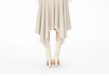 カウハイドフリース イレギュラーヘムスカート CAMEL detail 6