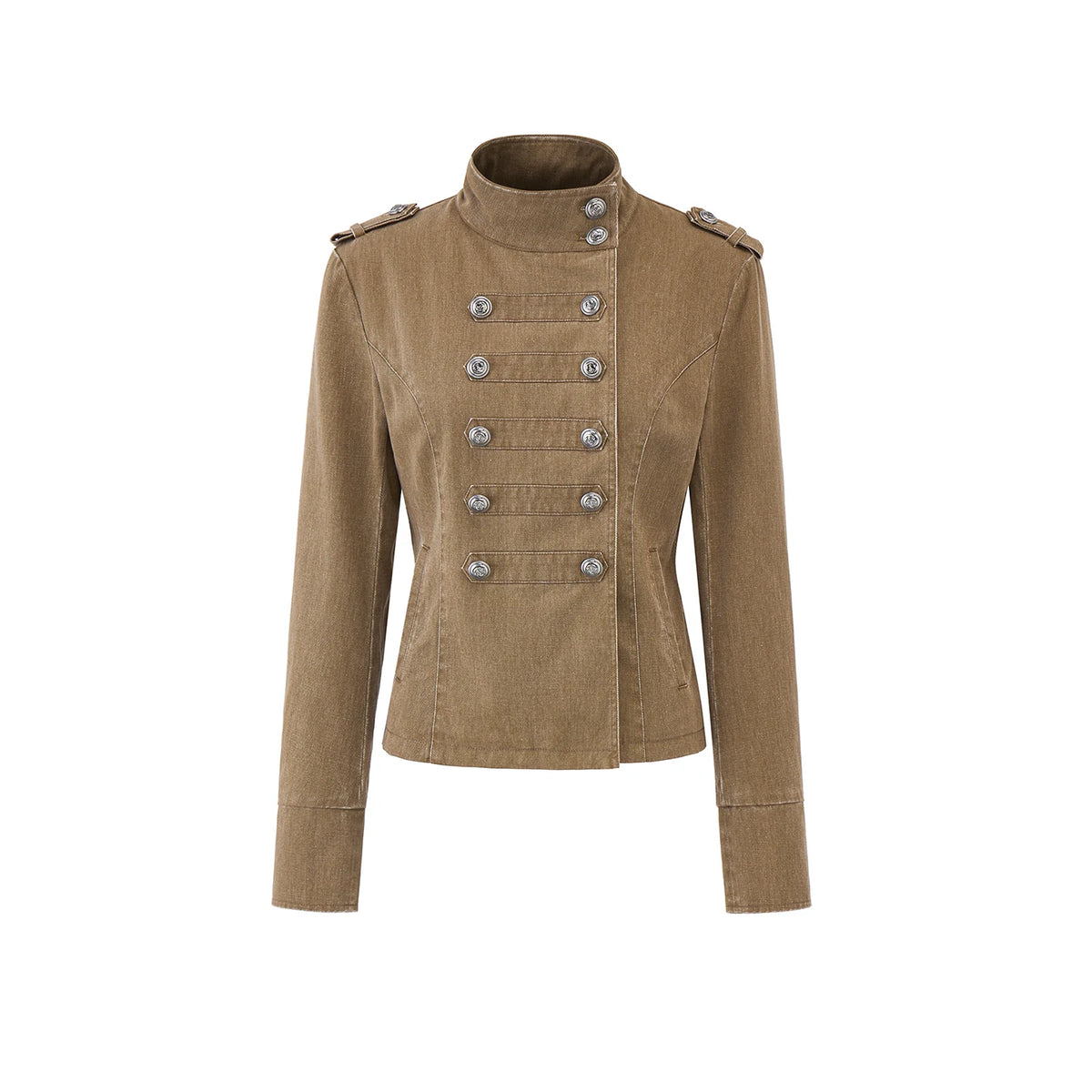ウォッシュドディストレスト デニムジャケット WASHED BROWN front