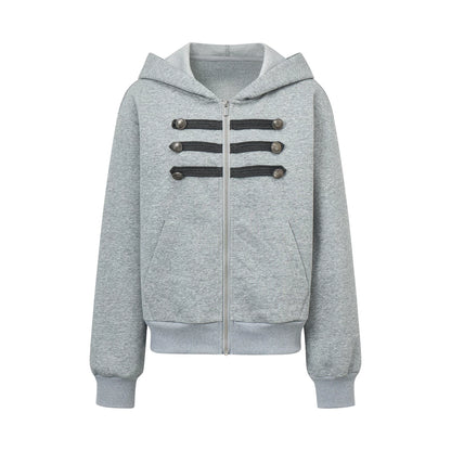ダブルブレスト スウェットパーカー HEATHER GREY front