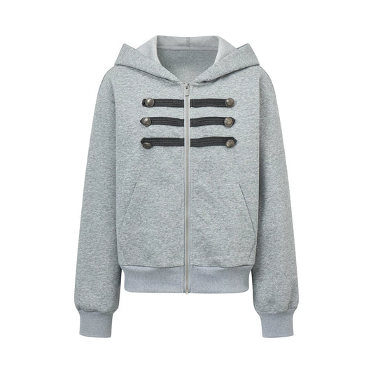 ダブルブレスト スウェットパーカー HEATHER GREY front
