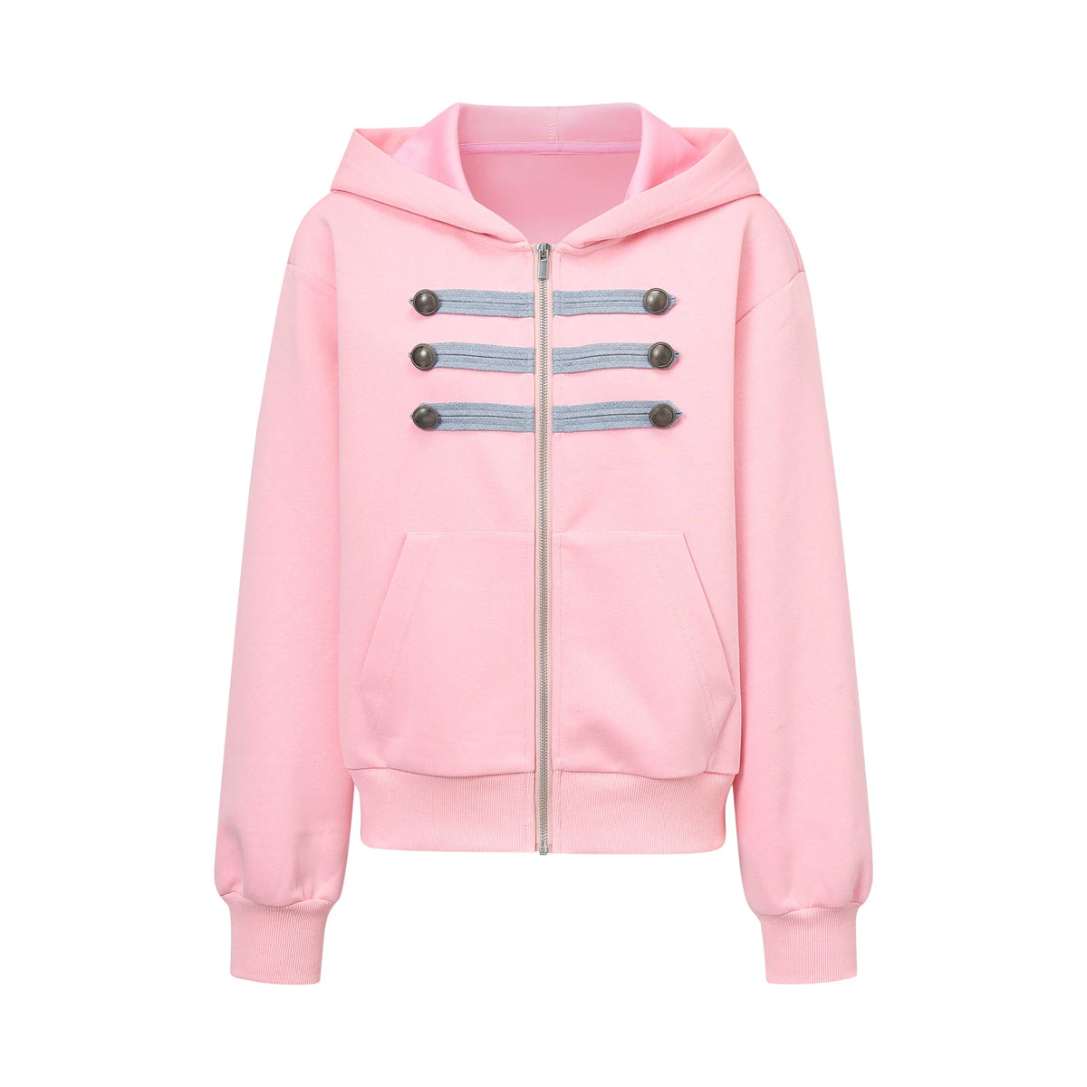ダブルブレスト スウェットパーカー PINK front
