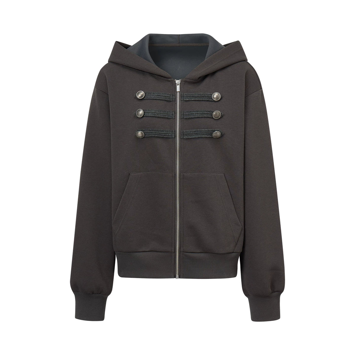 ダブルブレスト スウェットパーカー GREY BROWN front