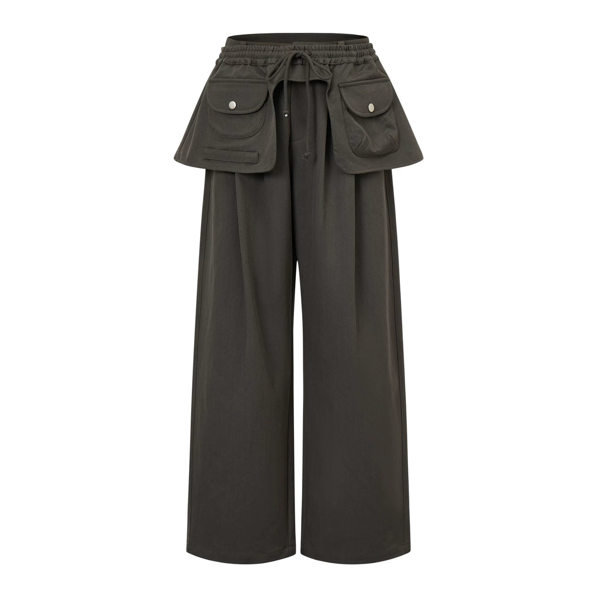 ポケットドローストリング レイヤードパンツ DARK OLIVE front